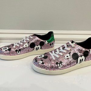 Master Of Arts Glitter Pink Glitter Mickey Sneakers